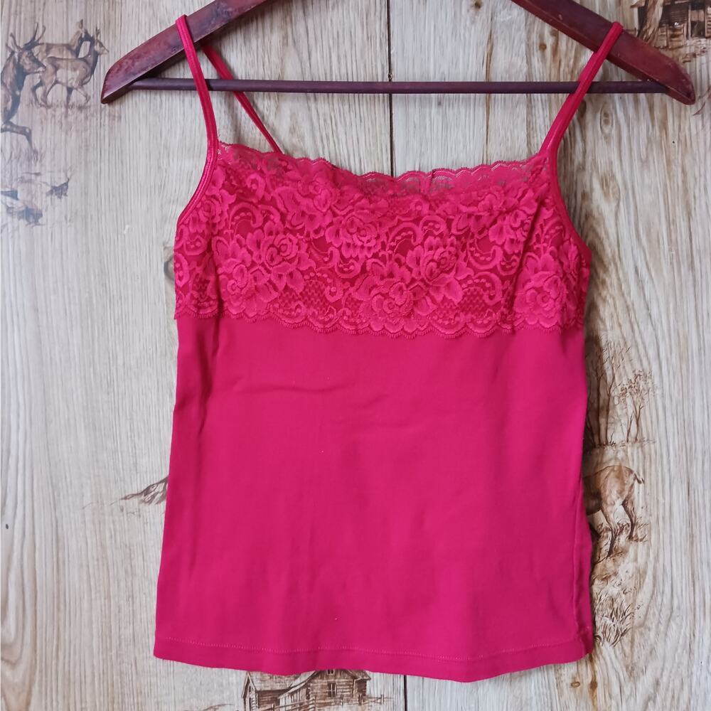 Pastel-House red lace detail Cami
